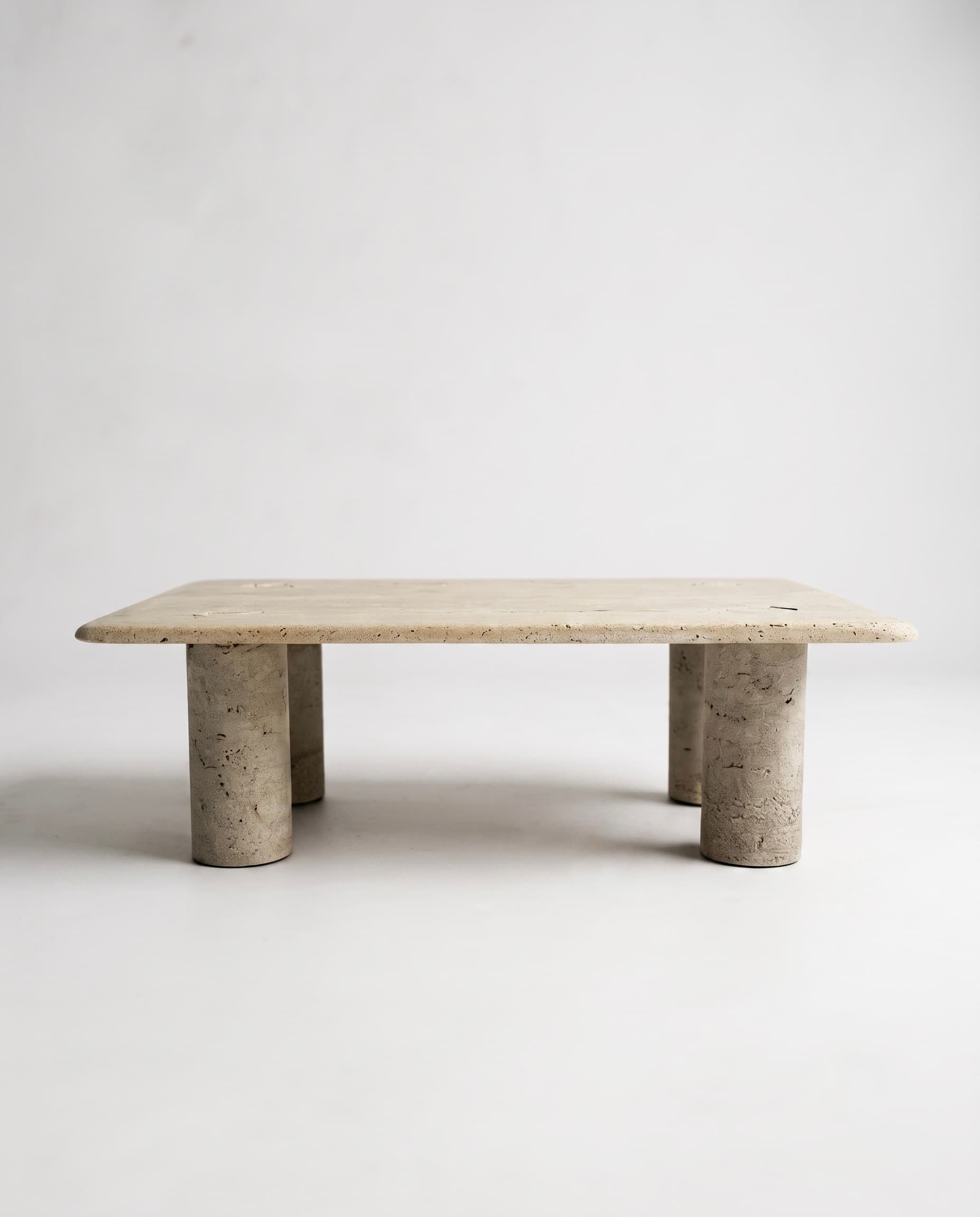 Table basse en travertin Angelo Mangiarotti - 1970 - Miniature 1
