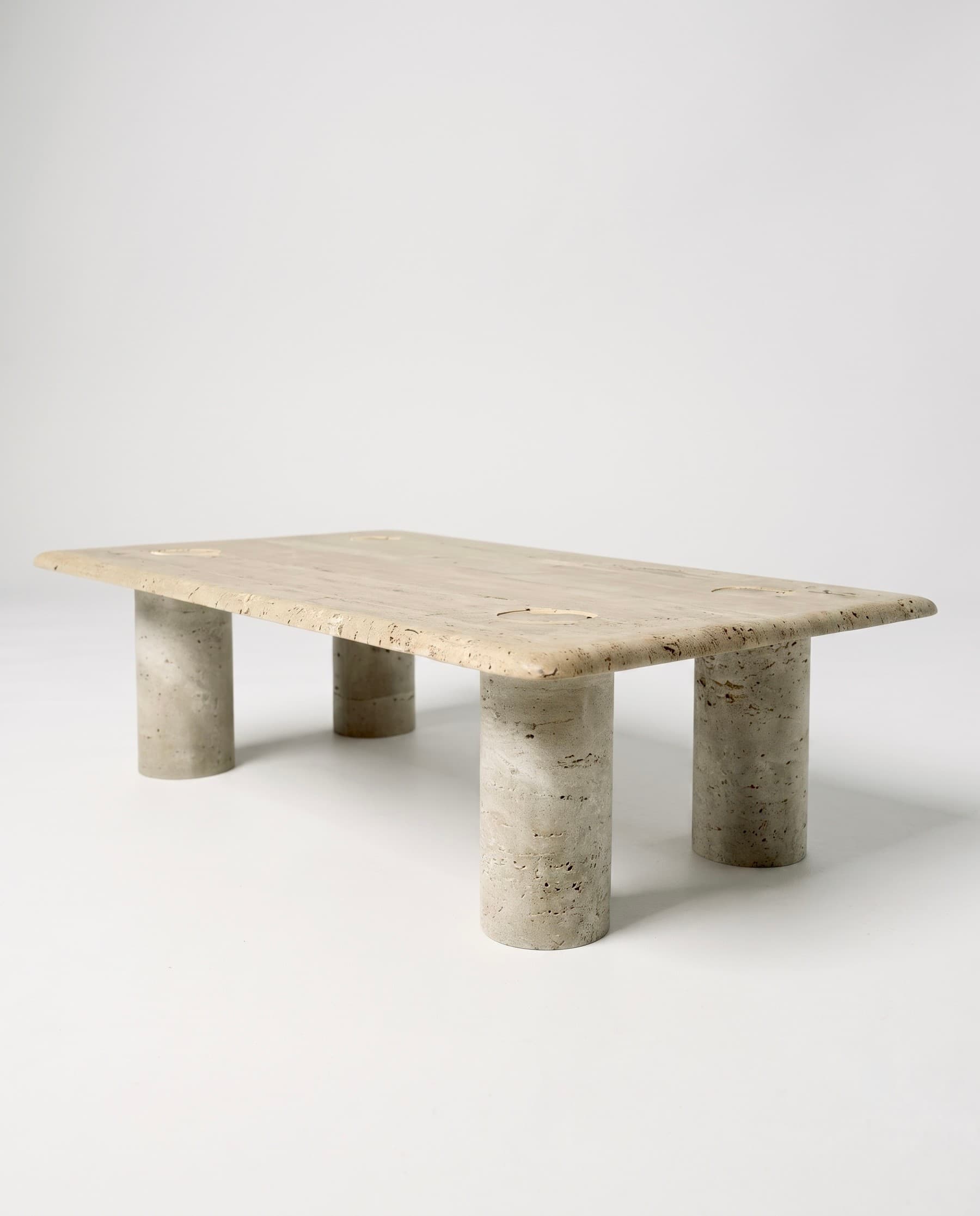Table basse en travertin Angelo Mangiarotti - 1970 - Miniature 4