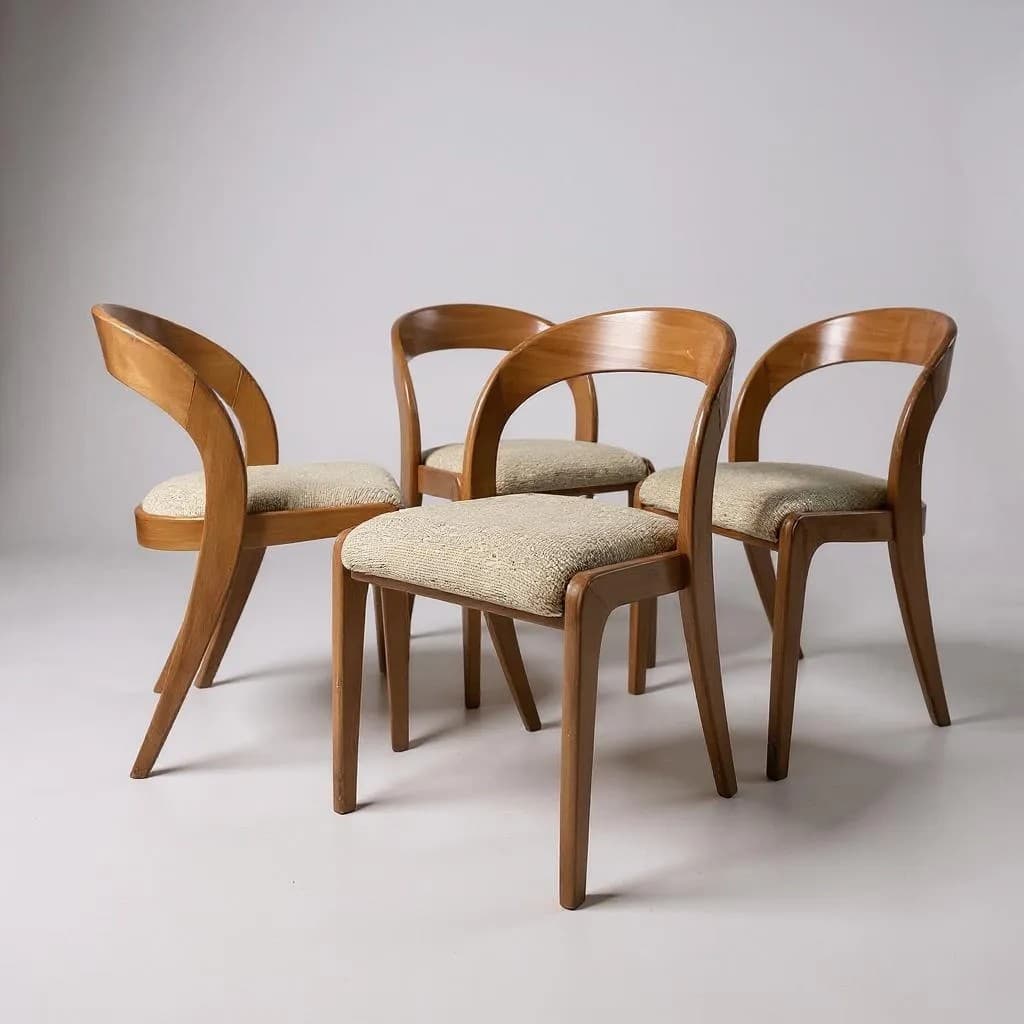 Lot de 4 chaises Baumann modèle Gondole - 1960 - Miniature 3
