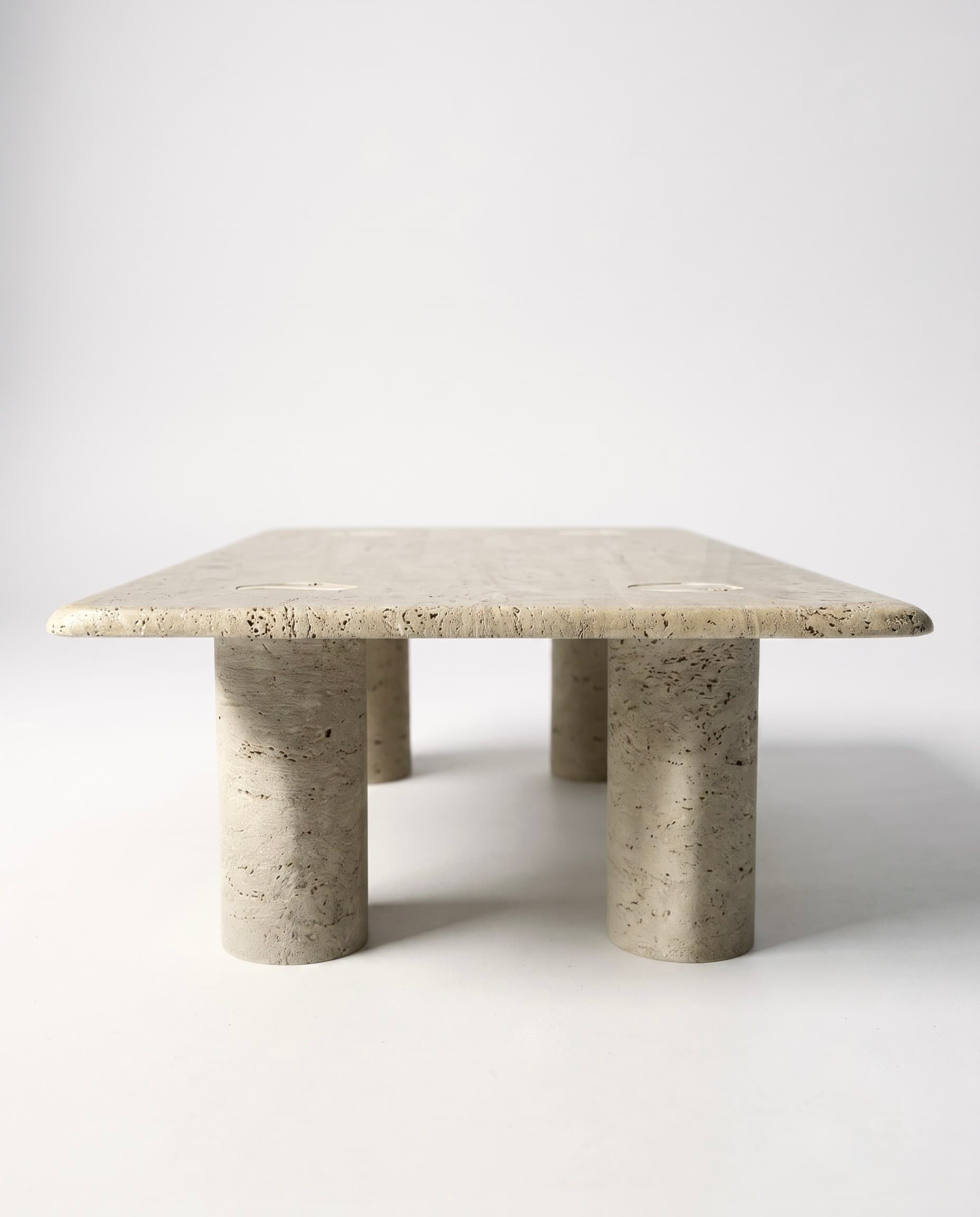 Table basse en travertin Angelo Mangiarotti - 1970 - Miniature 3